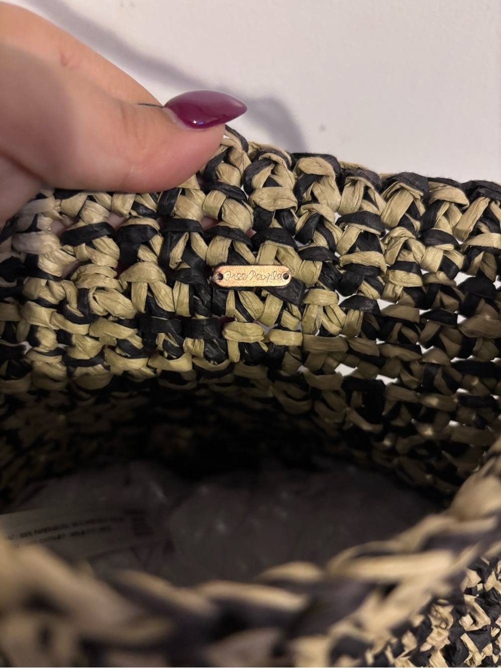 Free People Handwoven Straw Crossbody in Black and Natural - Picture 5 of 5